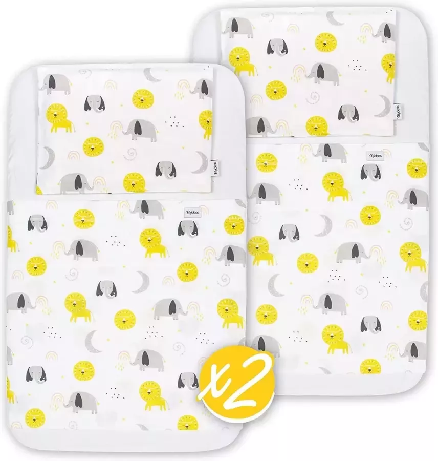 Bed Hoeslaken Maxi 8 Baby Dieren Set 83 x 50 cm met waterdichte matrasbeschermer compatibel Chicco Next 2 Me Kinderkraft Maxi Cosi 100% puur katoen