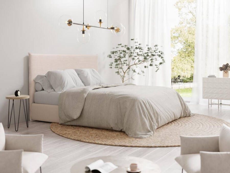 Bed hoofdeinde 160 cm Corduroy fluweel Beige AMBRILIA L 160 cm x H 125 cm x D 10 cm