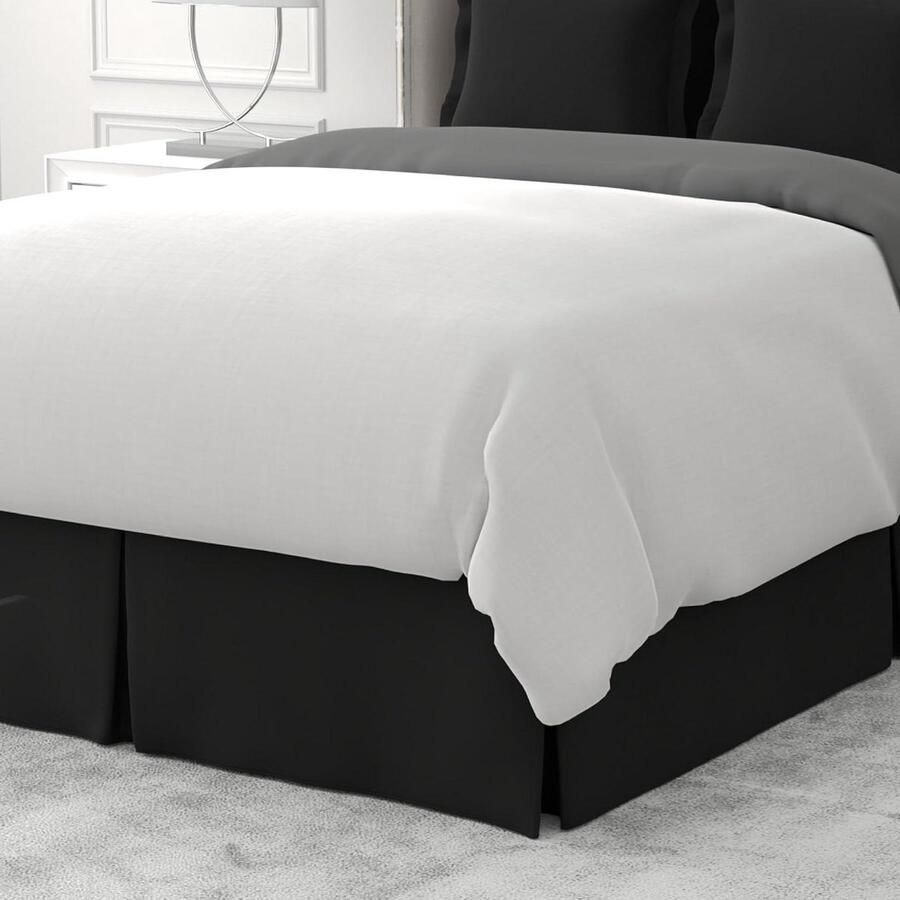 Bed Maker's Til nooit je matrasomslag rond bedrok klassieke stijl onderhoudsarme kreukbestendige stof traditionele 35 cm vallengte Queen zwart kreukbestendig klassiek