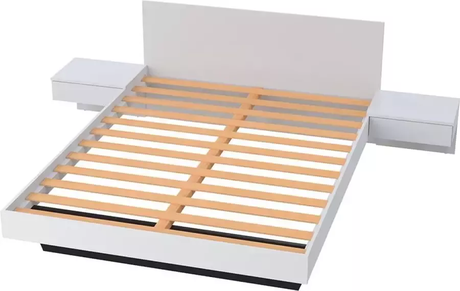 Vente-unique Bed met nachtkastjes 140 x 190 cm Wit -MARVELLOUS L 234 cm x H 74.9 cm x D 192.2 cm - Foto 2