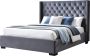 Bed MASSIMO gevoerd hoofdeinde 160 x 200 cm Fluweel Grijs L 183.5 cm x H 141.5 cm x D 215.5 cm - Thumbnail 2