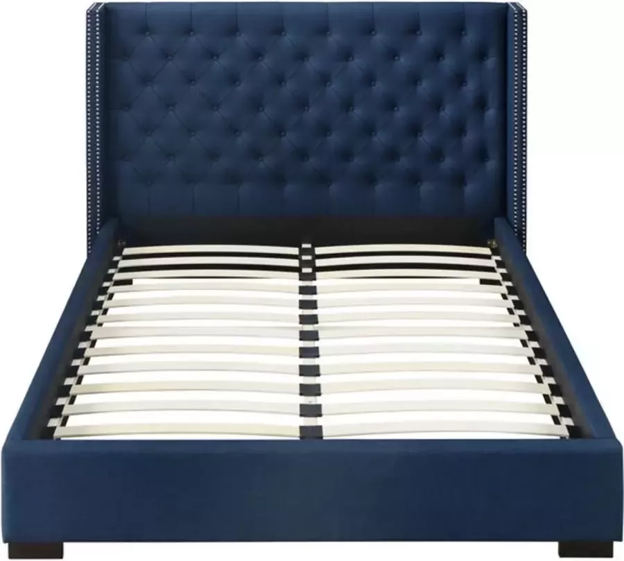 Bed MASSIMO gewatteerd hoofdeinde 180 x 200 cm Stof blauw L 215 cm x H 141 cm x D 203 cm