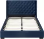 Bed MASSIMO gewatteerd hoofdeinde 180 x 200 cm Stof blauw L 215 cm x H 141 cm x D 203 cm - Thumbnail 3