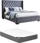 Bed met gestoffeerd hoofdbord 160 x 200 cm Velours Grijs + matras MASSIMO II L 183.5 cm x H 141.5 cm x D 215.5 cm - Thumbnail 2