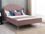 Bed met glooiend hoofdeinde 160 x 200 cm Fluweel Oud roze SAGALI L 178 cm x H 126 cm x D 213 cm - Thumbnail 1