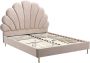 Bed met hoofdeinde in schelpvorm 160 x 200 cm Fluweel Beige LIVAYA L 187 cm x H 150 cm x D 215 cm - Thumbnail 2