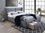 Bed met hoofdeinde met kussens Met lades 160 x 200 cm Grijze stof ALESSANDRO L 216 cm x H 106 cm x D 178 cm - Thumbnail 3