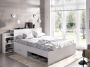 Bed met hoofdeinde met opbergruimte en lades 140 x 190 cm wit + bedbodem + matras FLORIAN L 223 cm x H 83 cm x D 146 cm - Thumbnail 2