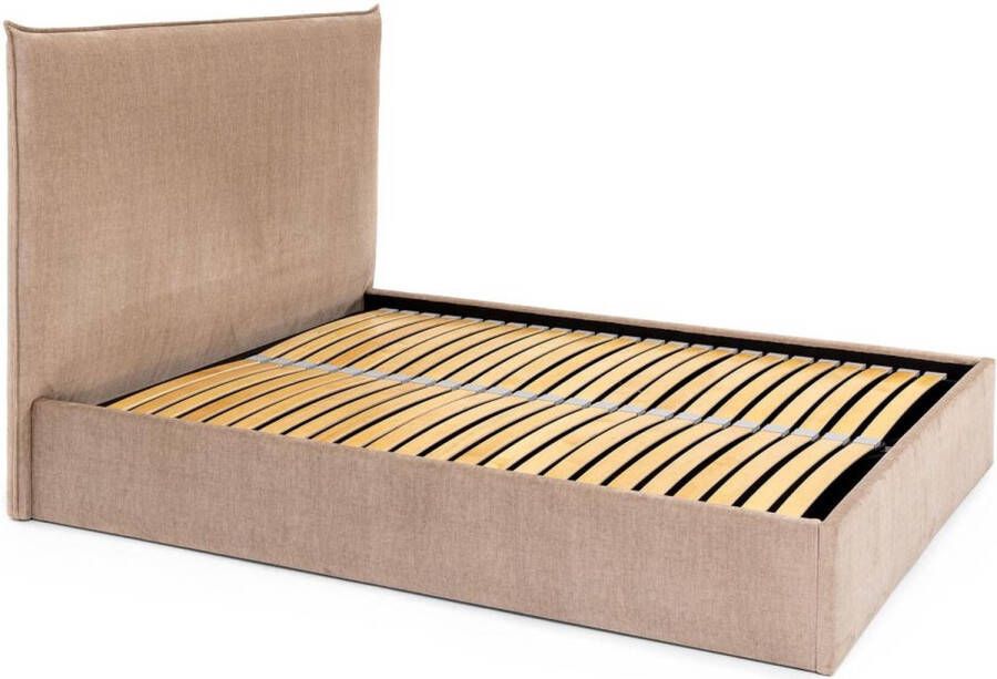 Pascal Morabito Bed met opbergruimte 140 x 200 cm Velours Beige SORYO van L 160 cm x H 125 cm x D 214 cm - Foto 2