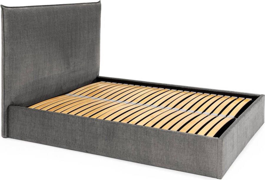 Pascal Morabito Bed met opbergruimte 140 x 200 cm Velours Grijs SORYO van L 160 cm x H 125 cm x D 214 cm