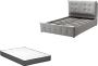 Bed met opbergruimte 140 x 200 cm Velours Lichtgrijs + matras OLERIA L 155 cm x H 116 cm x D 213 cm - Thumbnail 3