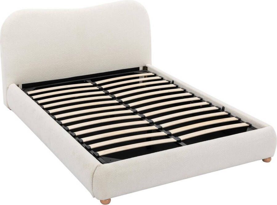 Bed met opbergruimte 160 x 200 cm Boucléstof Wit VANARI L 181 cm x H 95 cm x D 225 cm