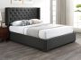 Bed met opbergruimte – 160 x 200 cm – Met gecapitonneerd hoofdbord – Stof – Grijs – Met matras – MASSIMO L 177 cm x H 142.5 cm x D 214.5 cm - Thumbnail 1