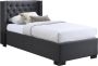 Bed met opbergruimte – 90 x 200 cm – Met gecapitonneerd hoofdbord – Stof – Grijs – MASSIMO L 214.5 cm x H 111 cm x D 107.5 cm - Thumbnail 1