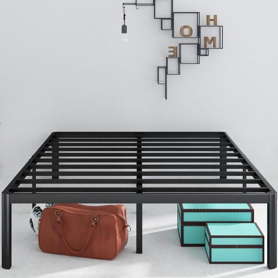 Stijlvol Bedframe 160 x 190 cm Met Opbergruimte Zwart Metalen