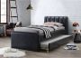 Bed met slaaplade ANDREA 2 x 90 x 190cm zwart kunstleer + matras ZEUS 90 x 190 cm L 214.5 cm x H 102 cm x D 99.5 cm - Thumbnail 1