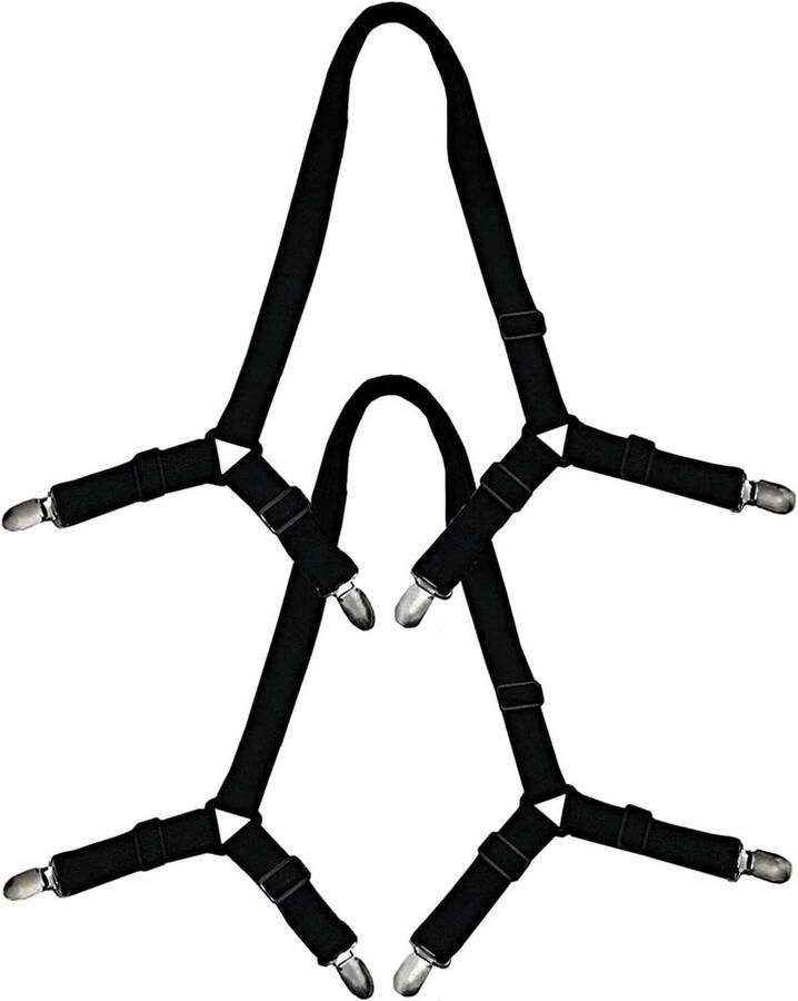 Bed Sheet Fasteners Elastische Hoeslaken Spanners met Metalen Clips 2 Stuks Zwart Voor Lakens Matrassen