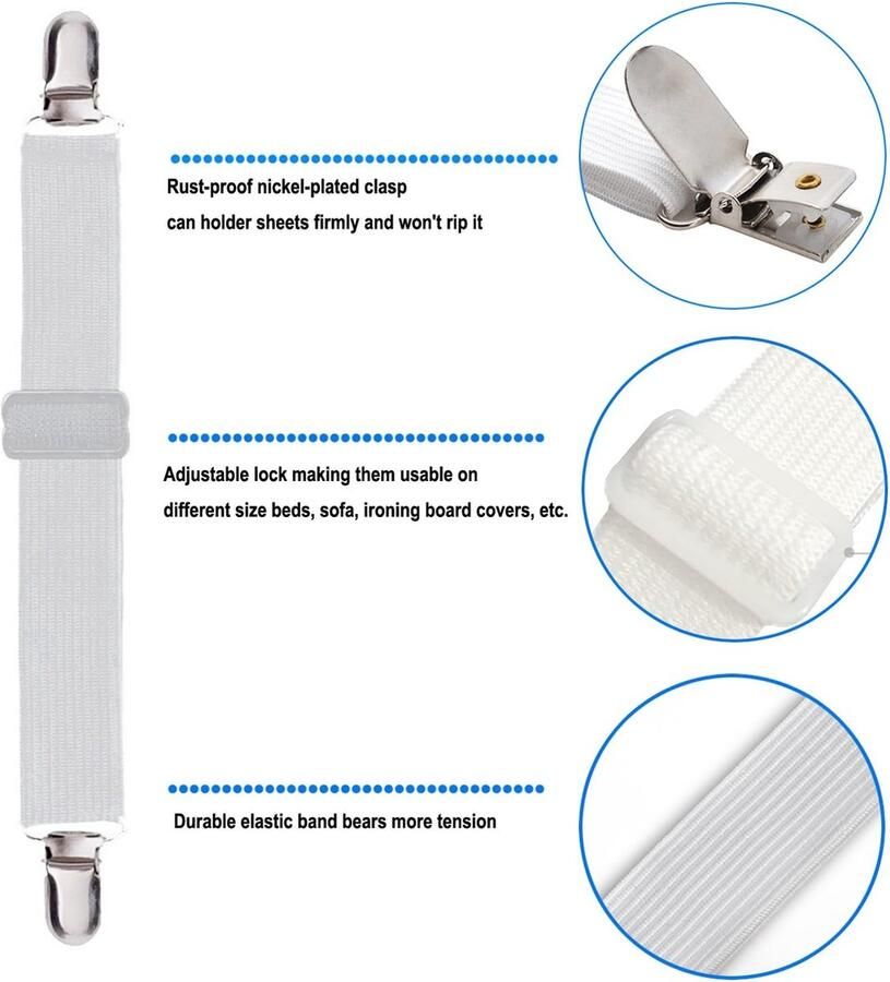Bed Sheet Houders Verstelbare Bed Sheet Fasteners Bed Hoekhouder Riemen Clips Grippers Matras Ideaal voor Strijkplank Covers Matras Pads 8 STKS