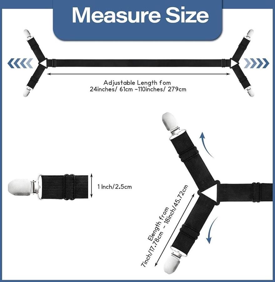 Bed Sheet Straps Clips Multifunctioneel Set van 6 Elastisch Verstelbaar