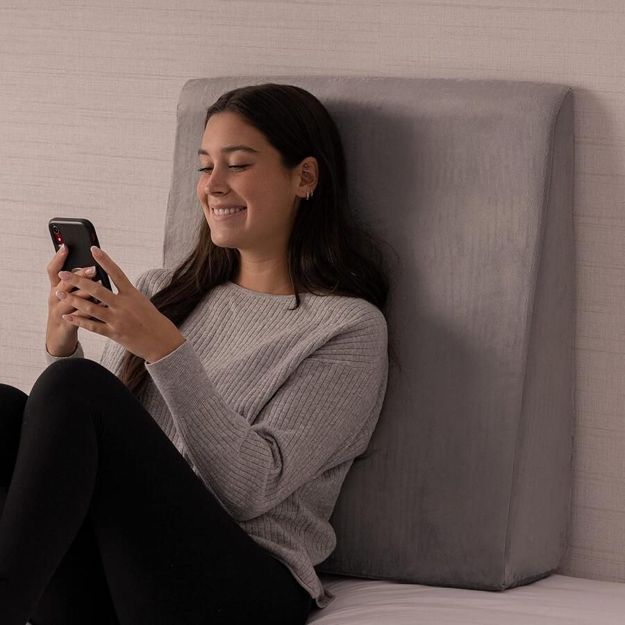 Bed Wedge kussen matraswig voor Reflux & Gerds vaste rugsteun traagschuim wasbare hoes donkergrijs