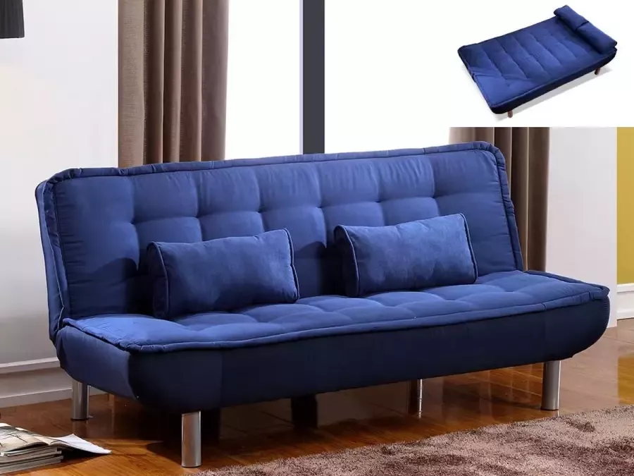 Vente-unique Bedbank MISHAN van stof blauw L 190 cm x H 89 cm x D 96 cm - Foto 2