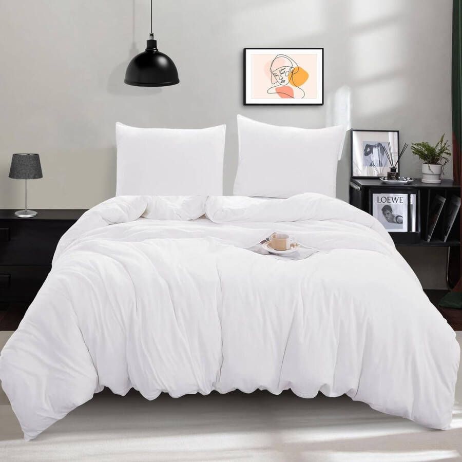 Beddengoed 135 x 200 cm 2-delige set knuffelzacht en strijkvrij dekbedovertrek met ritssluiting microvezel beddengoedset eenpersoonsbed dekbedovertrek 135 x 200 cm + 1 kussensloop 80 x 80