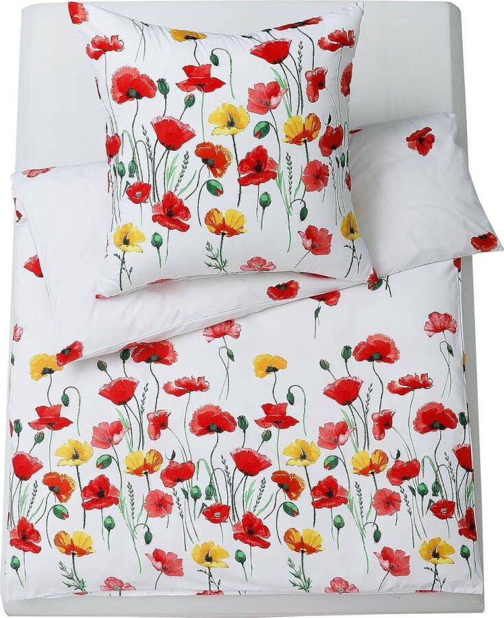 Beddengoed 155 x 200 cm 2-delige set extra zachte beddengoedsets voor eenpersoonsbed hoogwaardige microvezel dekbedovertrek met kussensloop 80 x 80 cm klaprozen