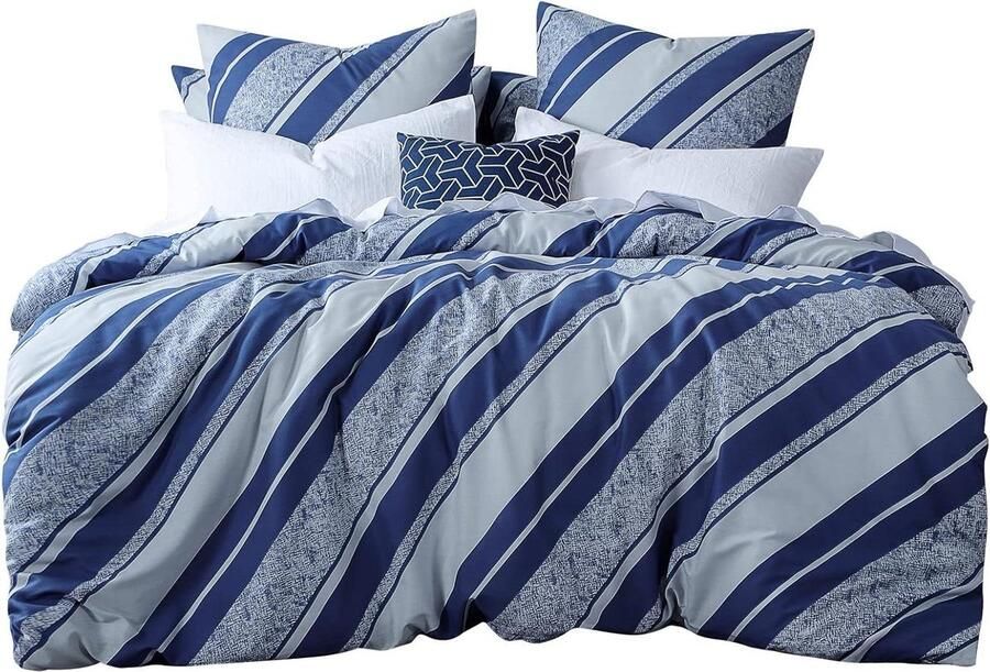 Beddengoed 220 x 240 cm donkerblauw polykatoen tweepersoonsbed met ritssluiting kussenlopen dekbedovertrek 220 x 240 cm polyester-katoen 3-delig beddengoedsets dekbedovertrek 240 x 220 katoenen