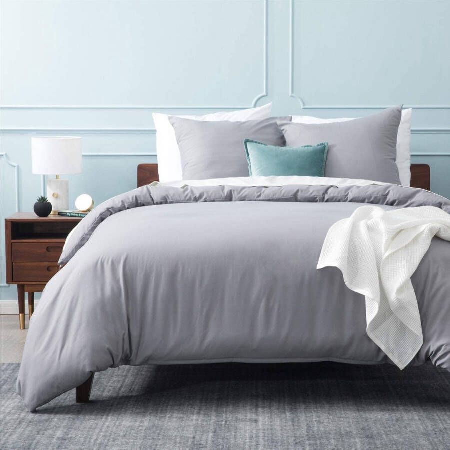 Beddengoed 220 x 240 cm grijs dekbedovertrek beddengoedsets 220 x 240 cm lichtgrijs met kussensloop van 80 x 80 cm beddengoedset microvezel voor eenpersoonsbed met dekbed
