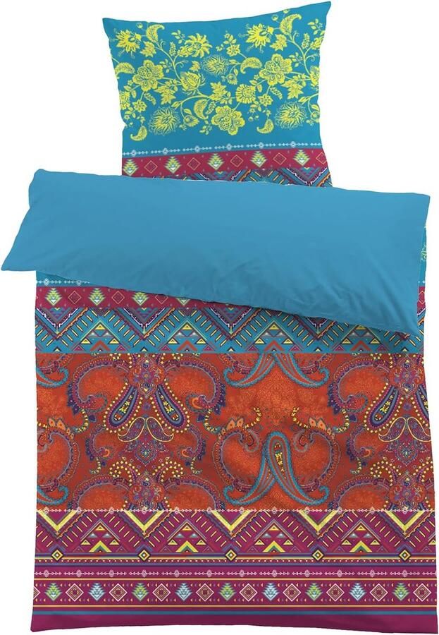 Beddengoed Paisley 135x200 Boho Kleurrijk Bohemian Indiase Mandala Boheems exotisch beddengoed set vintage dekbedovertrek en 1 kussensloop 80x80cm eenpersoonsbed
