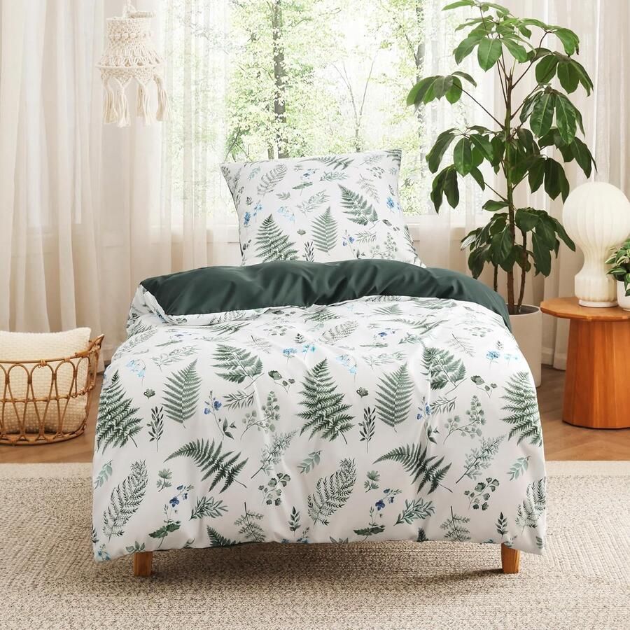 Luvetrex Beddengoed Set met Bloemenpatroon voor Eenpersoonsbed met Rits en Oeko-Tex Certificering