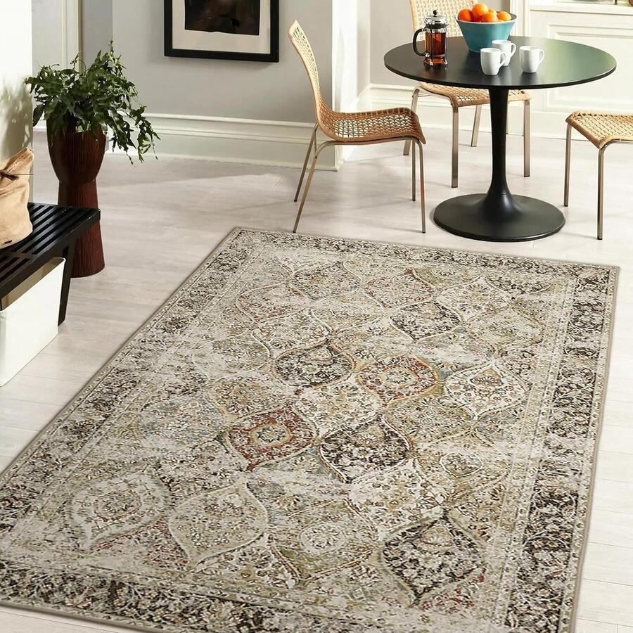 Beddengoed Vintage Boho Tapijt Woonkamertapijt Zacht Oosters Vintage Marokkaans Tapijt Wasbaar Laagpolig Tapijt voor Slaapkamer Eetkamer 160 x 230 cm