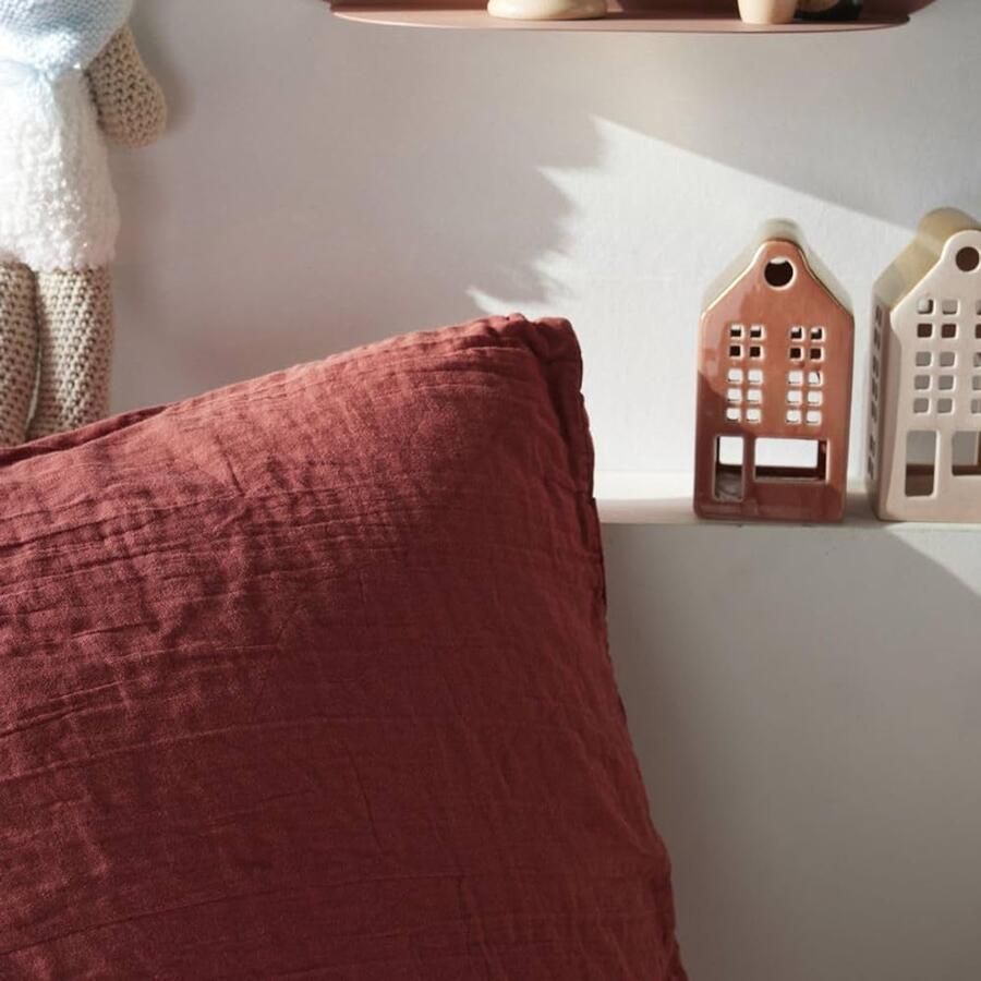 Beddengoed voor tweepersoonsbed terracotta katoen 240 x 220 cm