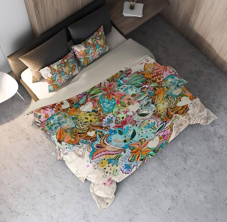 Beddengoedset 100% katoen dekbedovertrek en kussenslopen tweepersoons