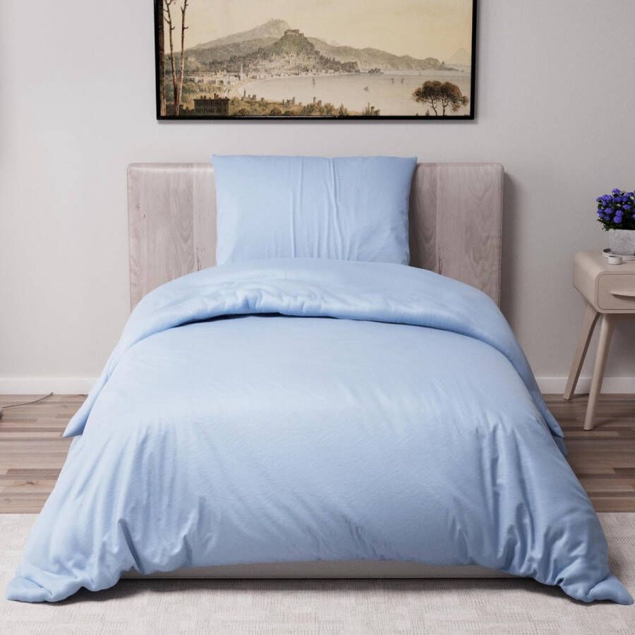 Beddengoedset 135 x 200 cm met 1 kussensloop van 80 x 80 cm blauw dekbedovertrek 135 x 200 cm eenpersoonsbed 100% microvezel