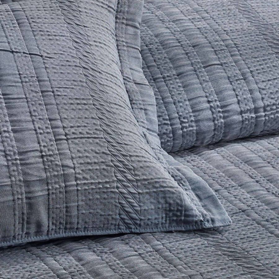 Beddengoedset sprei 180 x 200 cm en 1 kussensloop van 50 x 70 cm bedsprei deken voor zomer gewatteerde deken voor bed bank woondeken zacht en modern (blauw)