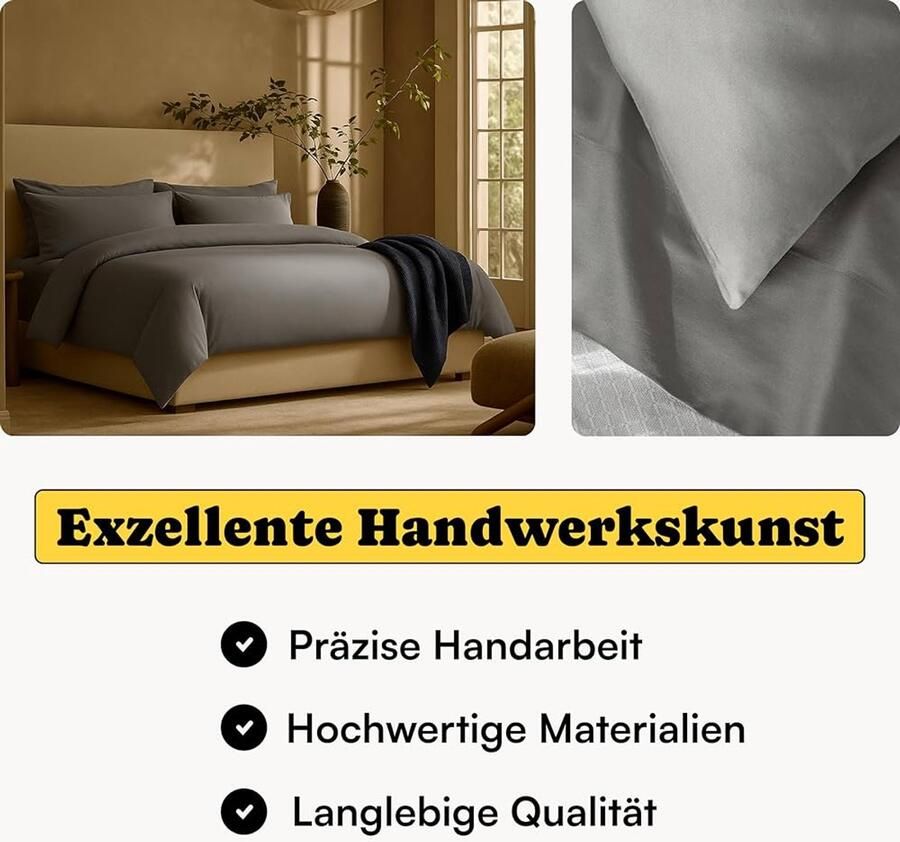 Beddengoedset van biologisch katoen 200 x 200 cm set van 2 kussenslopen luxe mako-satijn