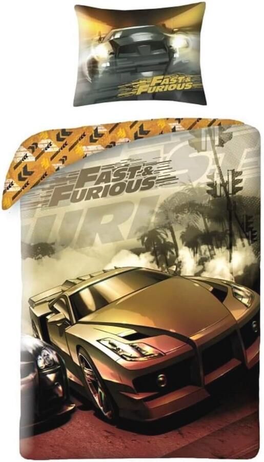 Beddengoedset voor eenpersoonsbed 140 x 200 cm Katoen omkeerbaar met autosport motief