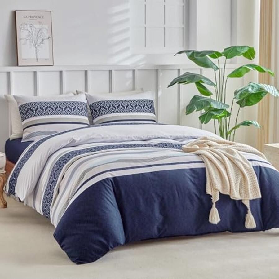 Beddengoedset voor Tweepersoonsbed 260 x 240 cm 3-delig Microvezel met Bohemienpatroon Zacht en Ademend