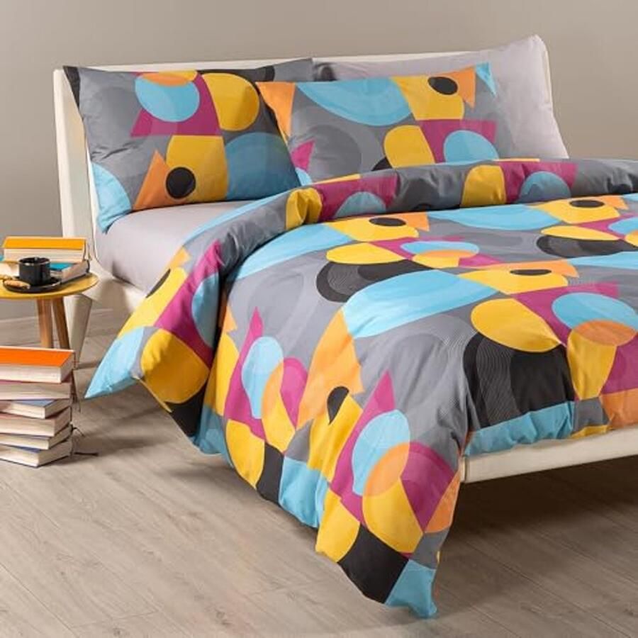 Beddengoedset voor tweepersoonsbed van katoen Dekbedovertrek 255 x 200 cm met 2 Kussenslopen