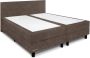 Beddenleeuw Boxspring Bed Isabella 120x200 Incl. Hoofdbord + Matras Lederlook Taupe (Skai) - Thumbnail 2