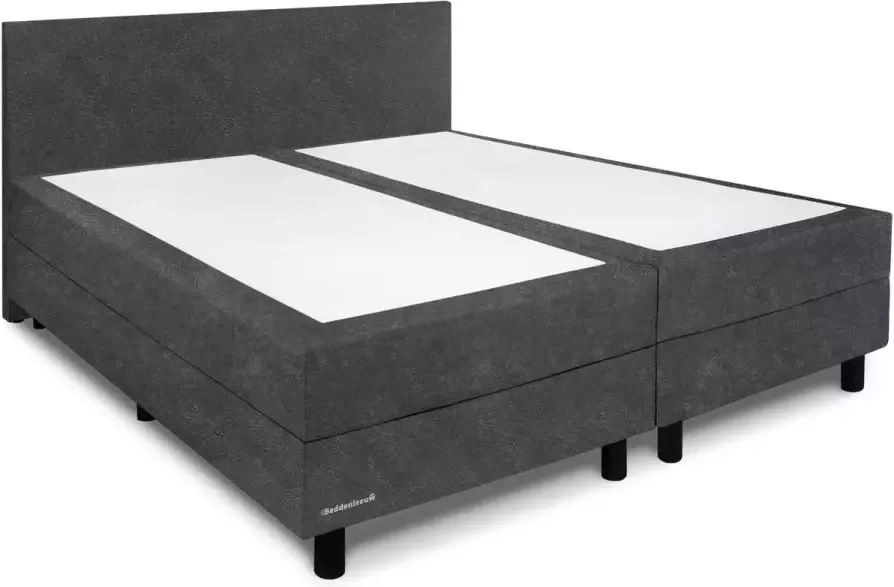 Beddenleeuw Boxspring Bed Isabella 160x200 Incl. Hoofdbord + Matras Lederlook Antraciet (Skai)