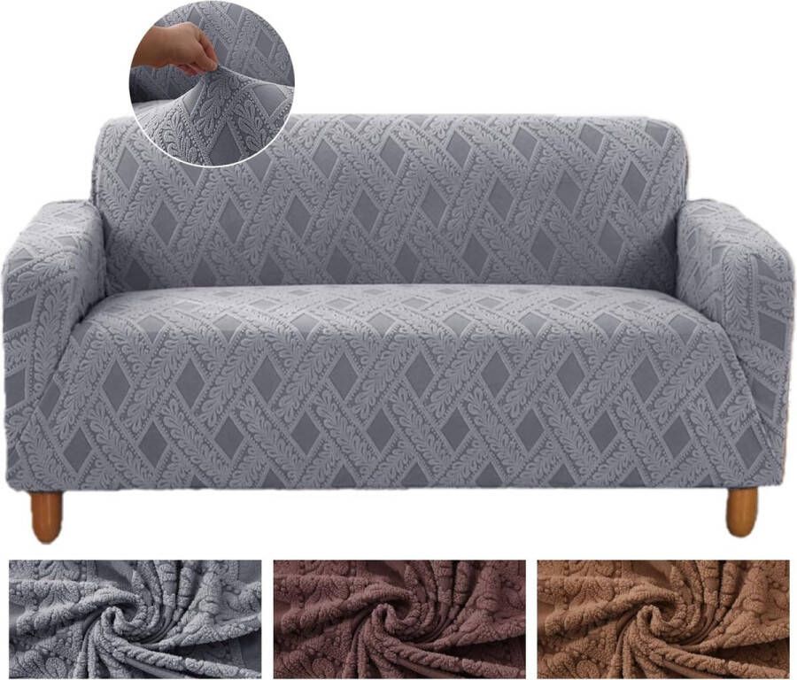 BEDDING Bankhoes 3-zits stretch bankovertrek antislip jacquard duurzame bankovertrek stretch bankovertrek met armleuningen antislip onderlaag (3-zits grijs)