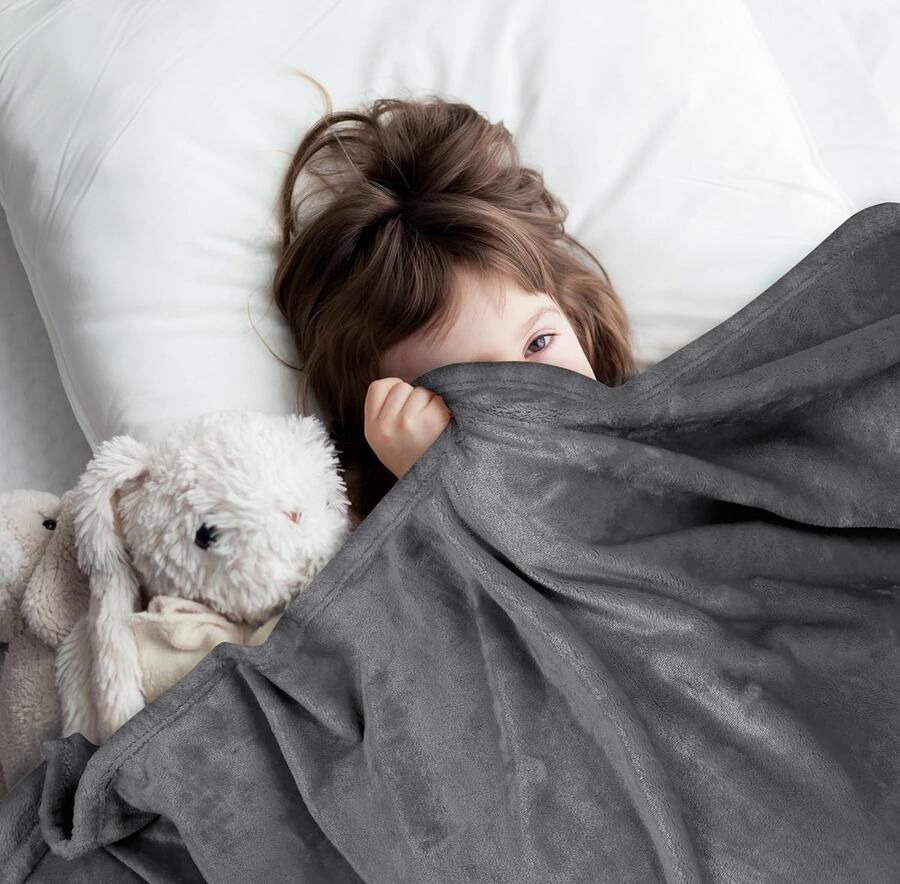 Bedding Fleece Deken [220x240 cm Grijs] Deken voor Bedden Banken Stoelen en Banken 300 GSM Warme Zachte en Dikke Deken voor Alle Seizoenen