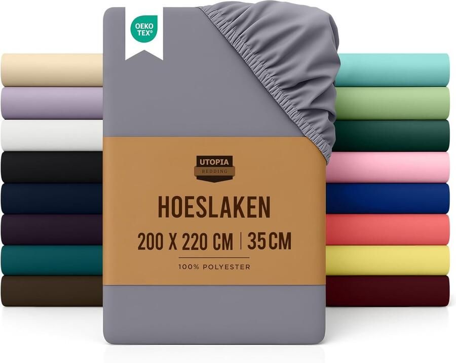 Bedding Onderlaken 200 x 220 cm dik matras geborstelde microvezel bed van 200 cm grijs