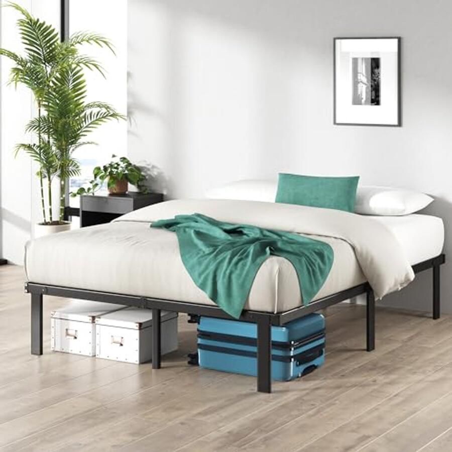 Metalen Platform Bed 100 x 200 cm met Opbergruimte Inklapbaar Bedframe Zwart