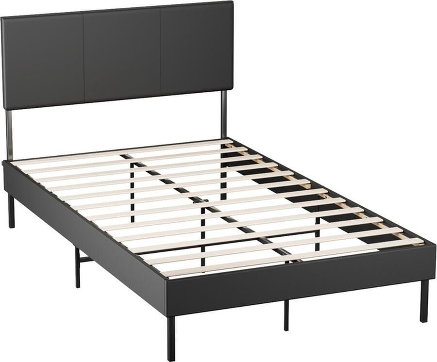 Bedframe met-hoofdeinde Lattenbodem 12 latten Home Collectie Bedframe 120*200CM zwart Leer