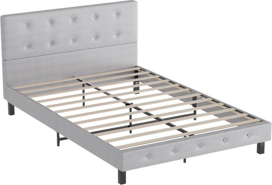 Bedframe met-hoofdeinde Lattenbodem 12 latten Home Collectie Bedframe 140*200CM Grijs Stof