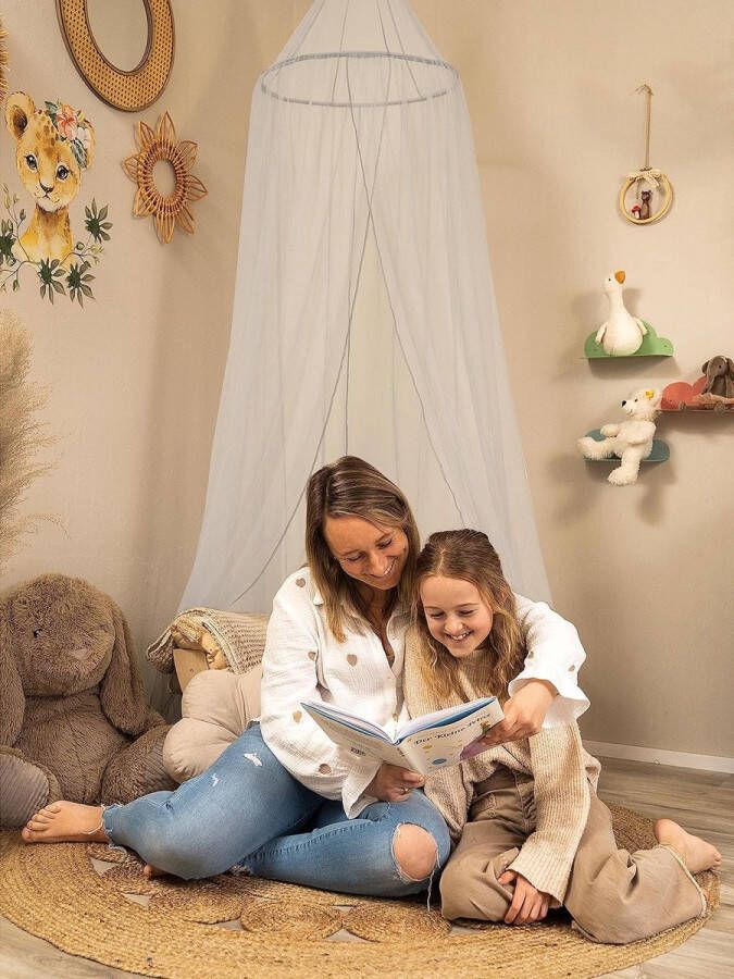 Bedhemel Luifel Kinderkamer Perfect voor babybedje en kinderbedje [in geschenkdoos] Klamboe Meisjes en Jongens Kinderkamerdecoratie Babybed Hemelbedgordijn Wit