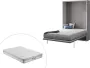 Opklapbed MALINA Verticale opening 160 x 200 cm Wit en grijs + matras L 175 cm x H 209 cm x D 40 cm - Thumbnail 2